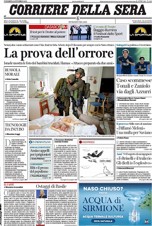 Fotorassegna stampa, le prime pagine dei quotidiani di venerdì 13 ottobre  --- (Fonte immagine: https://www.rainews.it/cropgd/305x453/dl/img/2023/10/13/1697168104130_corrieredellasera.png)