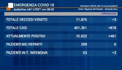 Coronavirus Veneto: i dati di domenica 14 novembre 2021