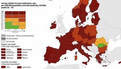 Covid: tutta l'Europa in rosso o rosso scuro