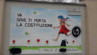 Imbrattato murales Anpi a Torino