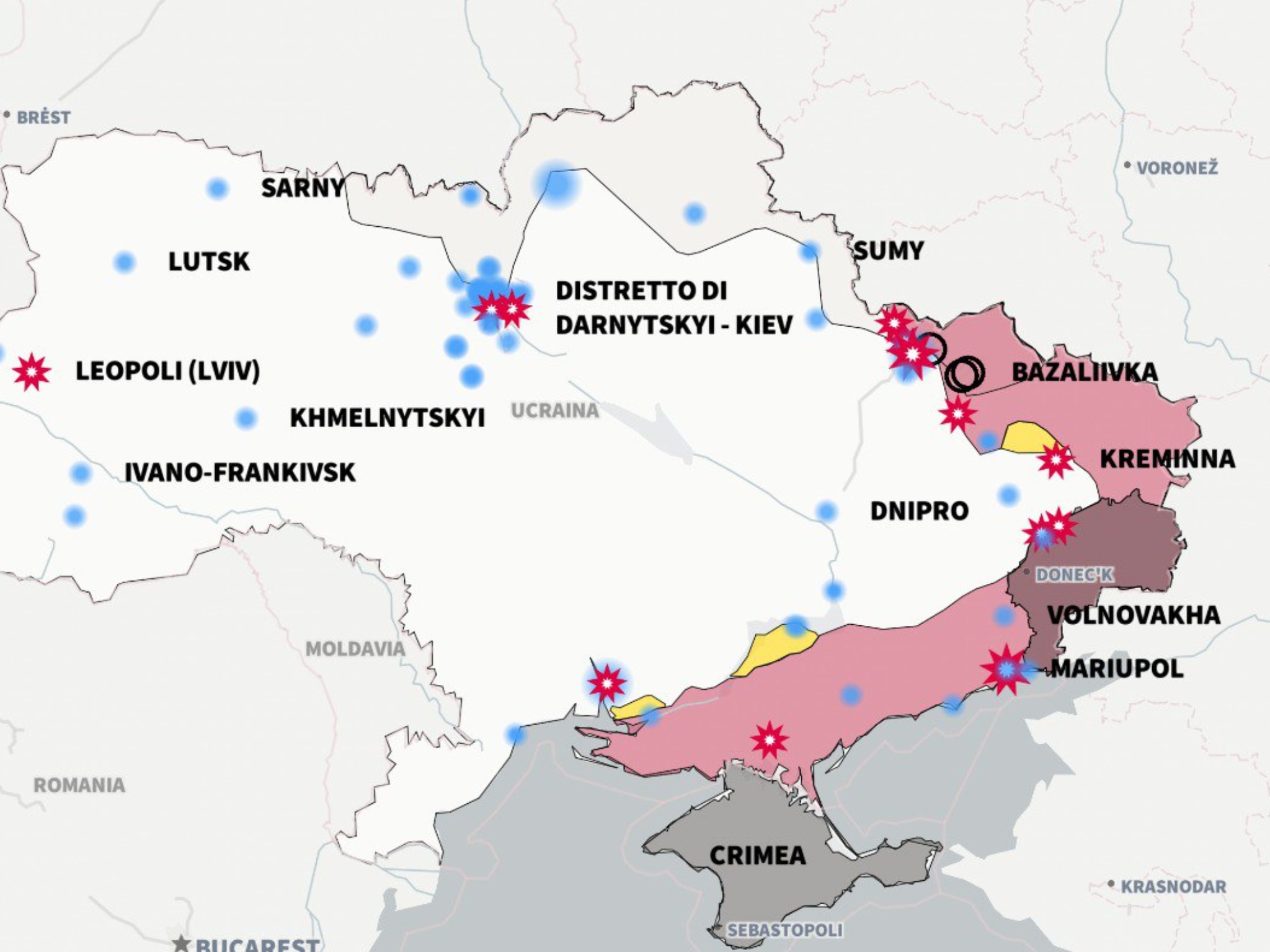 La mappe dell'invasione russa in Ucraina aggiornate al 18 aprile 2022