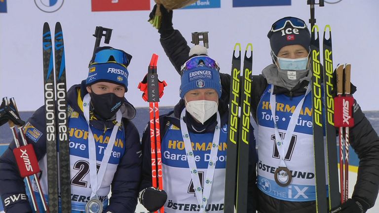 Das Siegertrio vom Biathlon Sprint