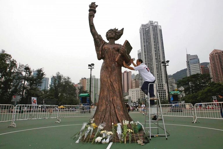 Hong Kong, the statue commemorating Tiananmen Square