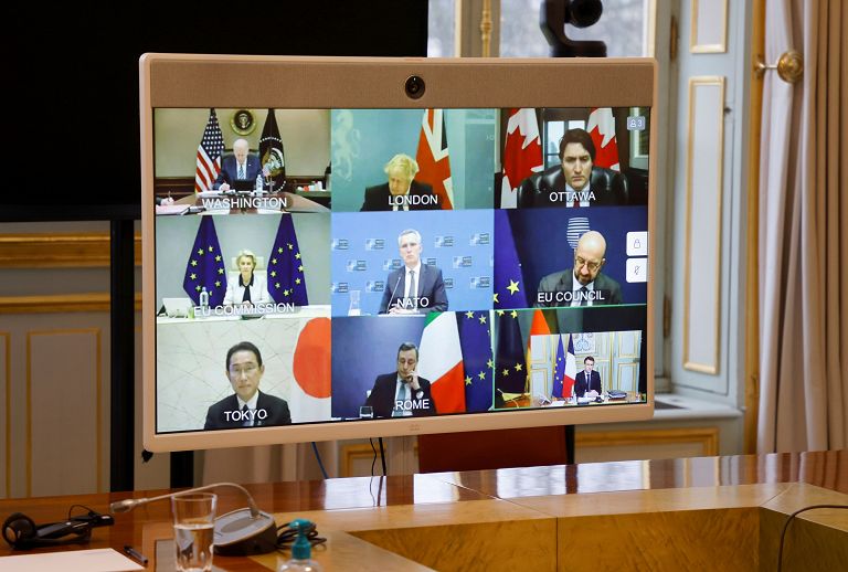 Immagine d'archivio - Videoconferenza leader G7