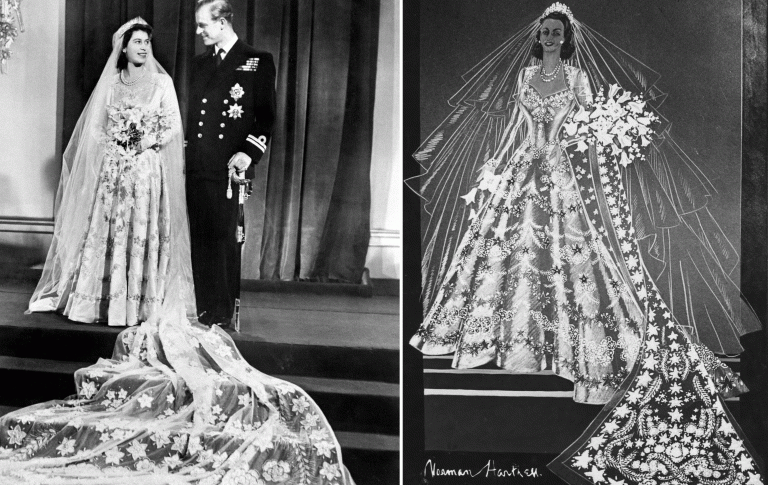 Le nozze di Elisabetta II e il bozzetto dell'abito da sposa