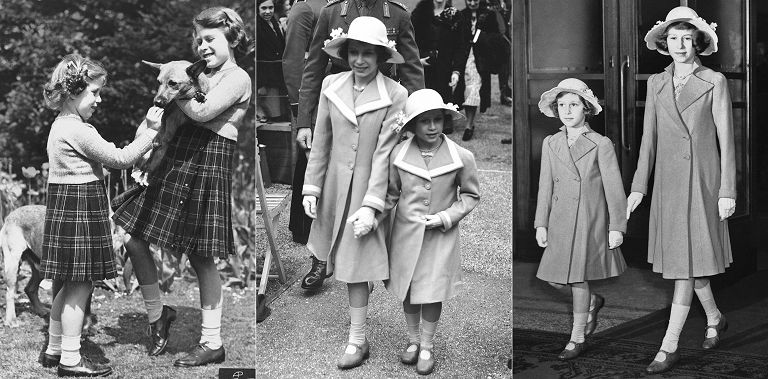La Regina Elisabetta con la sorella Margaret bambine