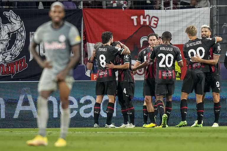 Champions League, RB Salisburgo vs Milan: esultanza per il pareggio 1-1