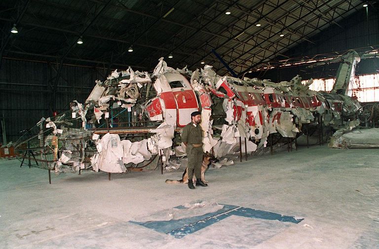 Il relitto dell'aereo di linea DC9 della compagnia aerea italiana Itavia (precipitato vicino all'isola di Ustica, il 27 giugno 1980