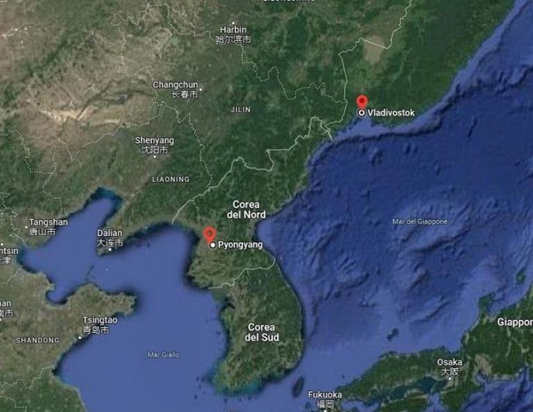 La distanza tra Pyongyang e Vladivostok è di circa 680 km