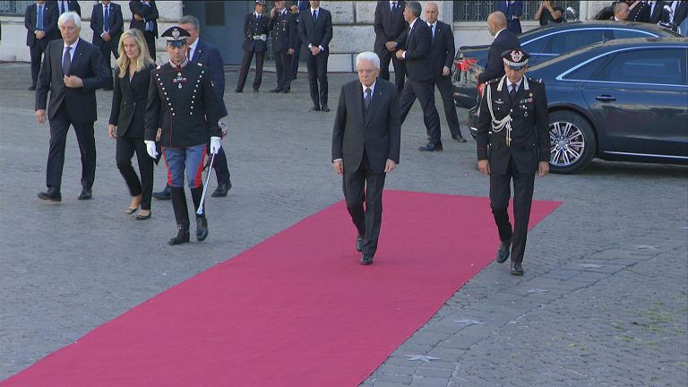 L'arrivo del presidente Sergio Mattarella