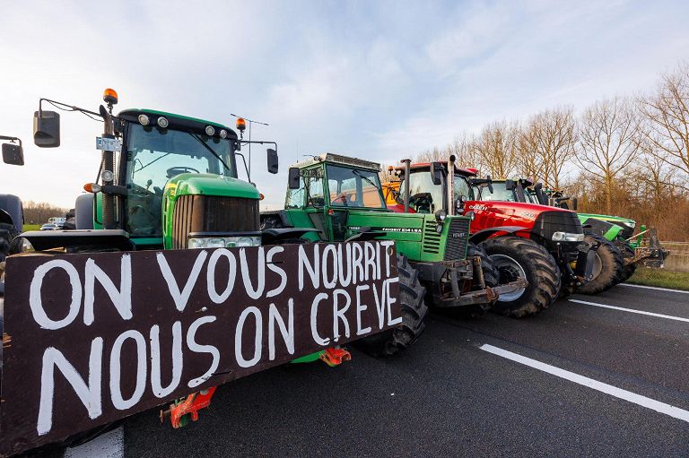 Protesta agricoltori con trattori in Belgio 