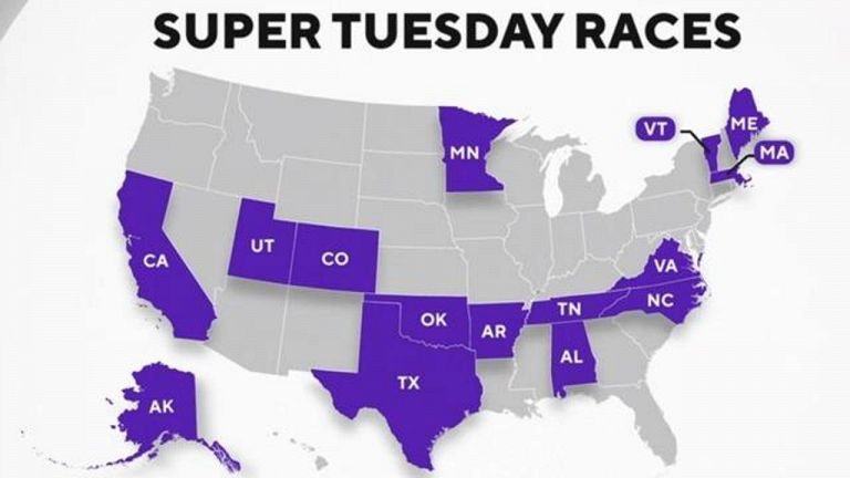 Gli Stati che hanno votato per il Super Tuesday